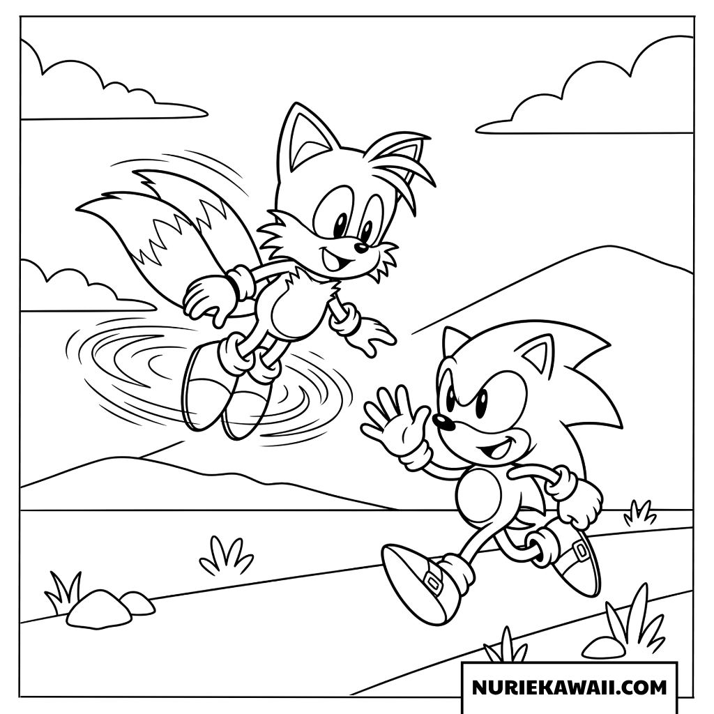 テイルス 空中回転 ソニック 挨拶 塗り絵