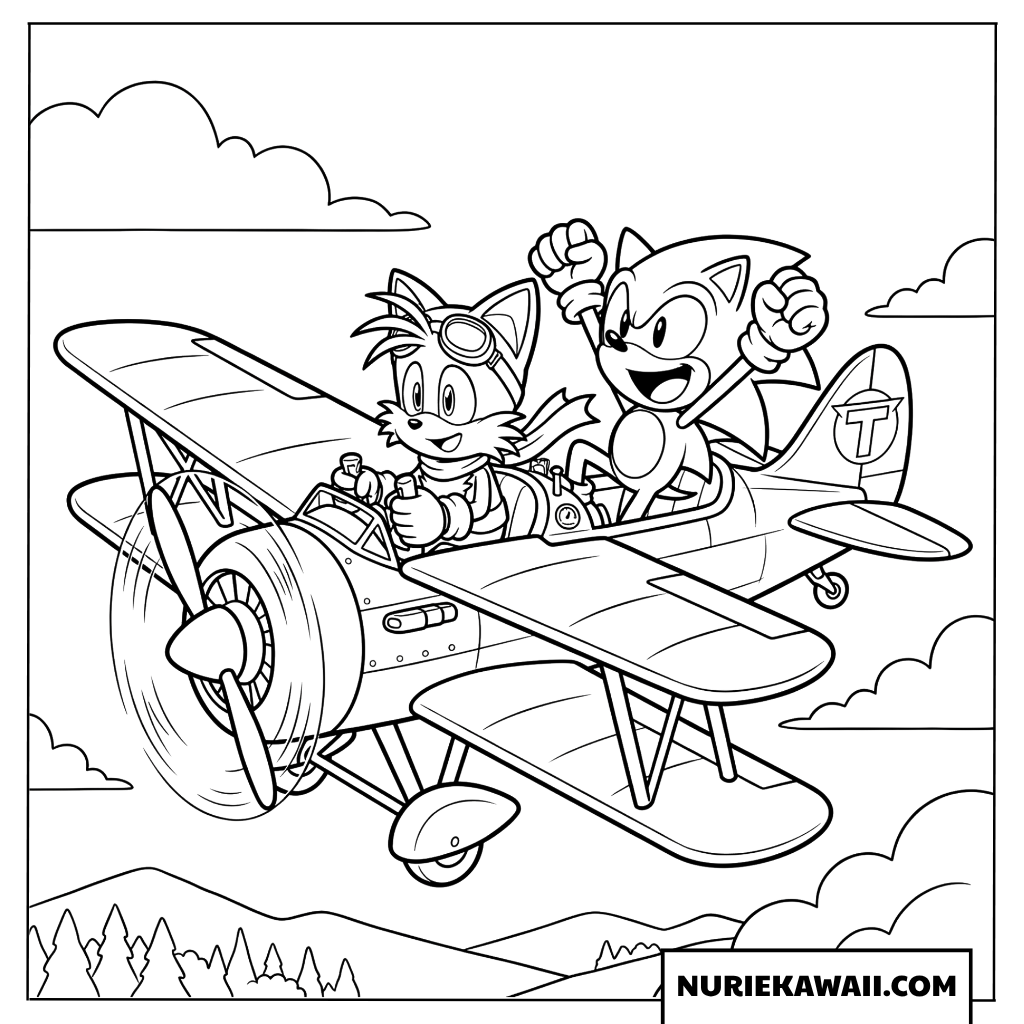 テイルス 飛行機操縦 ソニック 応援 塗り絵