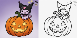 ハロウィンバージョンのクロミちゃん塗り絵