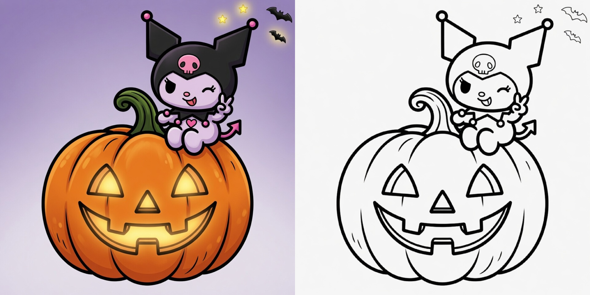 ハロウィンバージョンのクロミちゃん塗り絵
