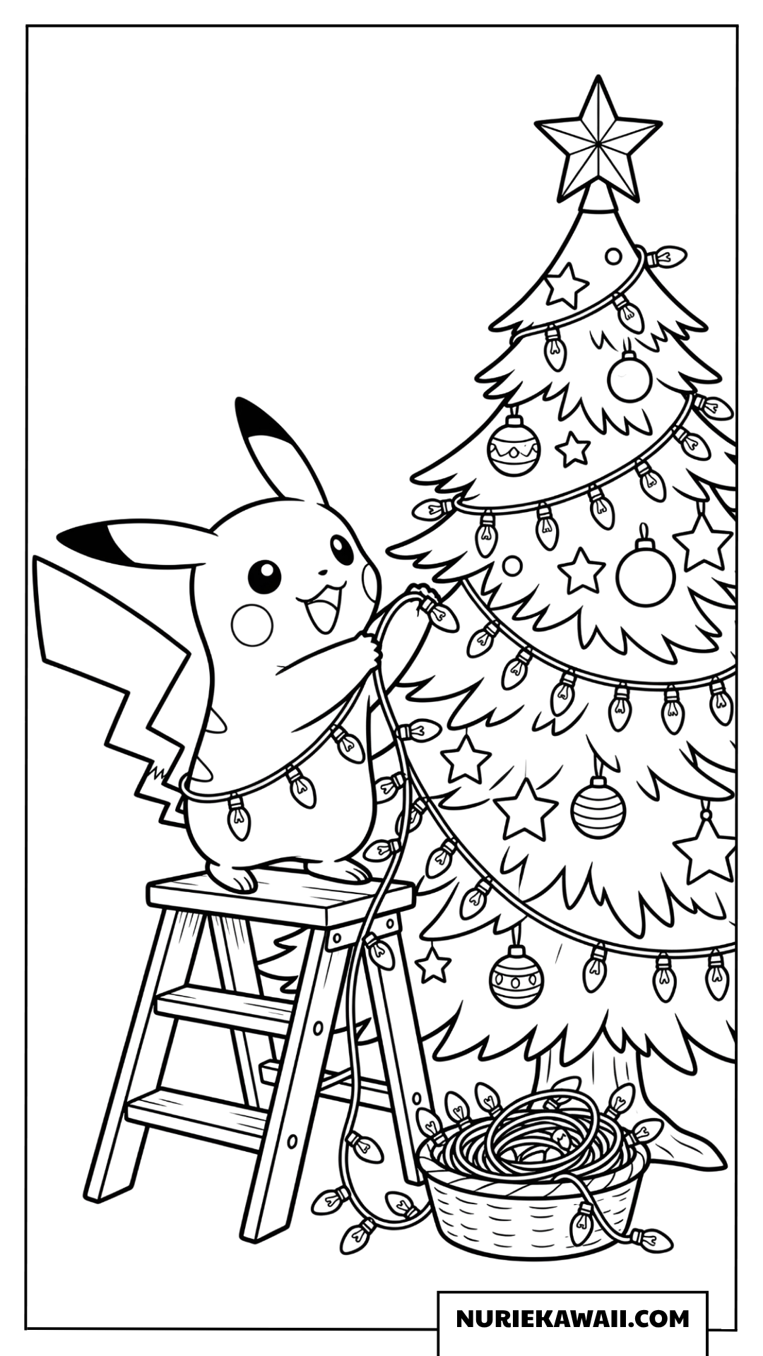 ピカチュウ クリスマスツリー飾り 塗り絵