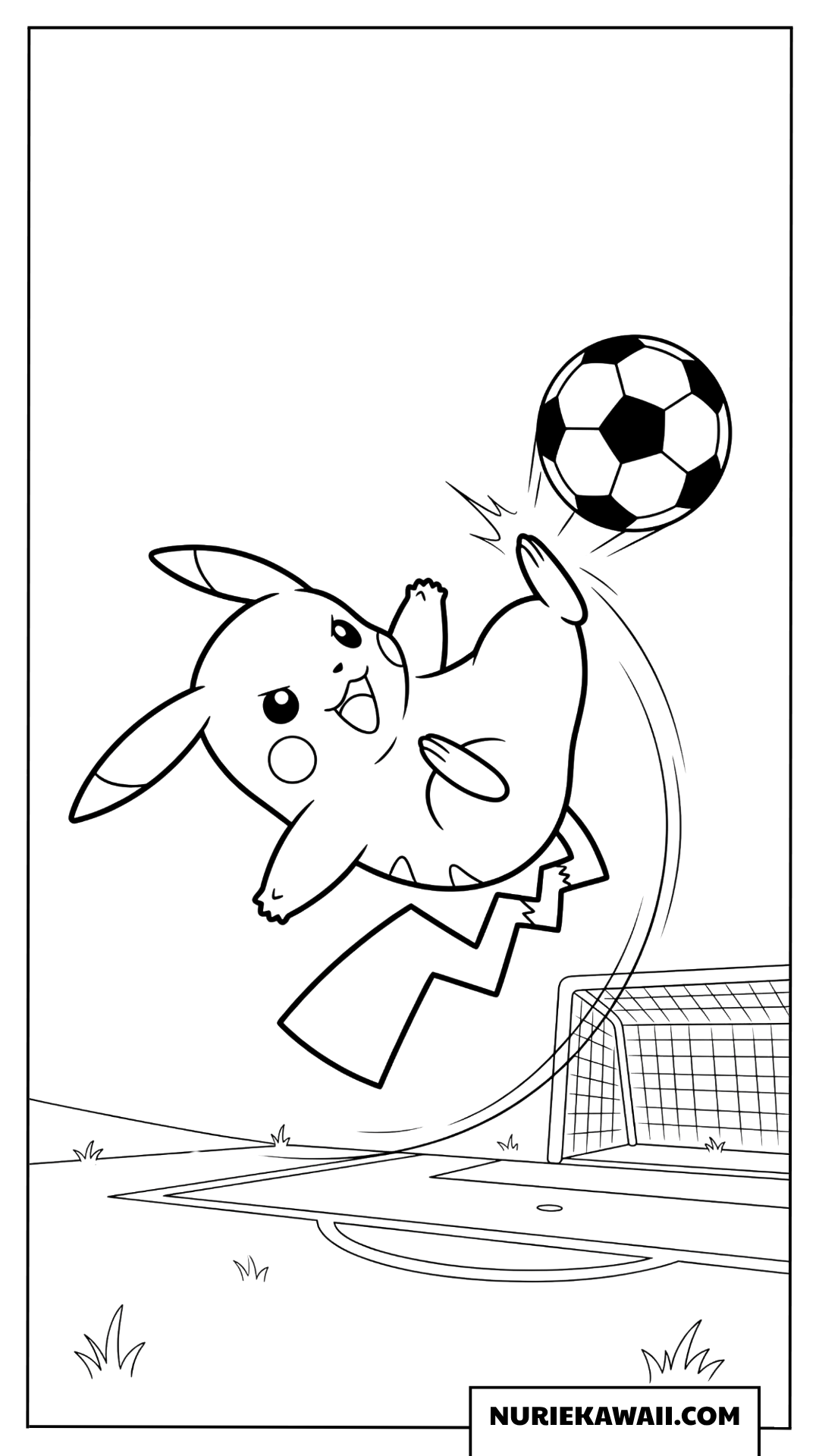 ピカチュウ サッカー オーバーヘッドキック 塗り絵
