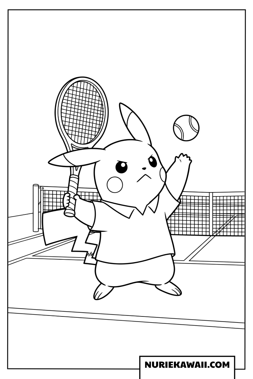 ピカチュウ テニス サーブ 塗り絵