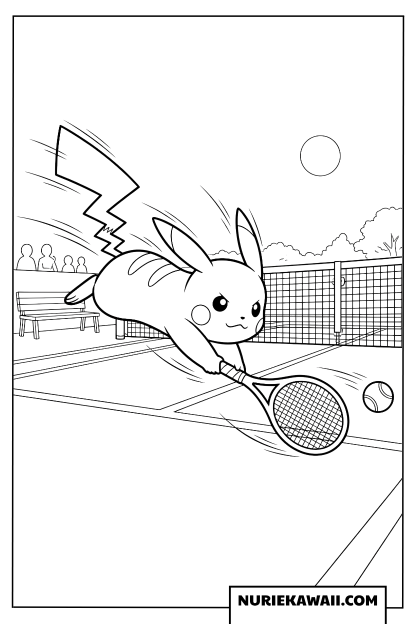 ピカチュウ テニス ダイビング 塗り絵