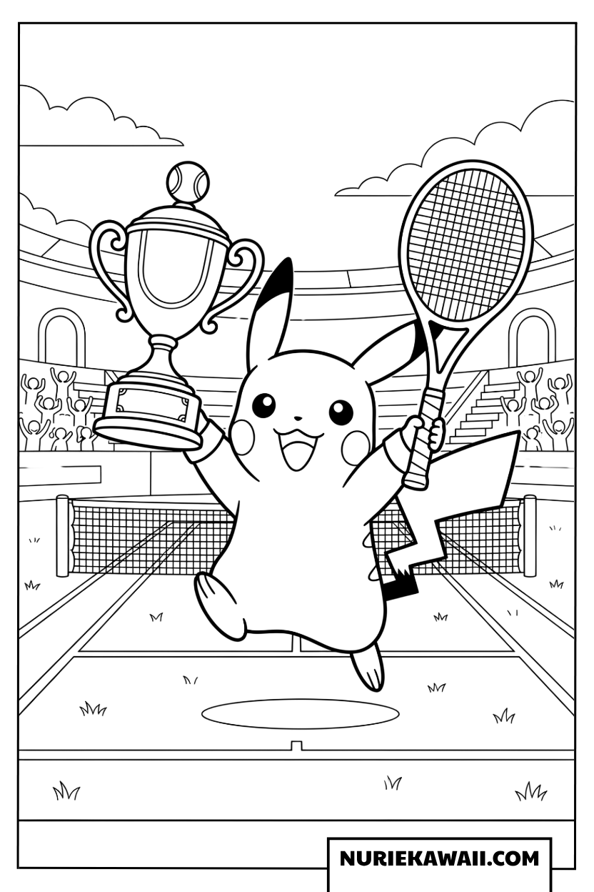 ピカチュウ テニス 優勝 塗り絵
