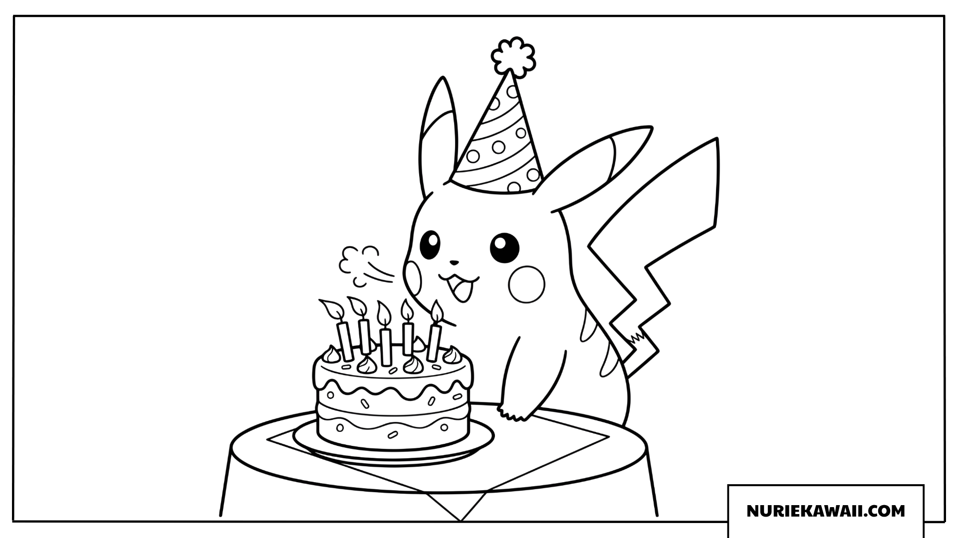 ピカチュウ バースデーケーキ 塗り絵