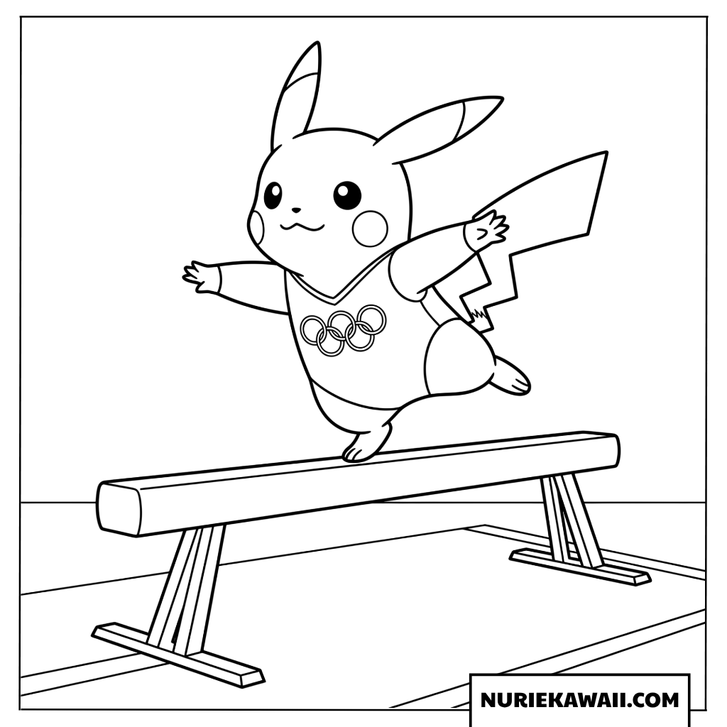 ピカチュウ 体操 バランス 塗り絵