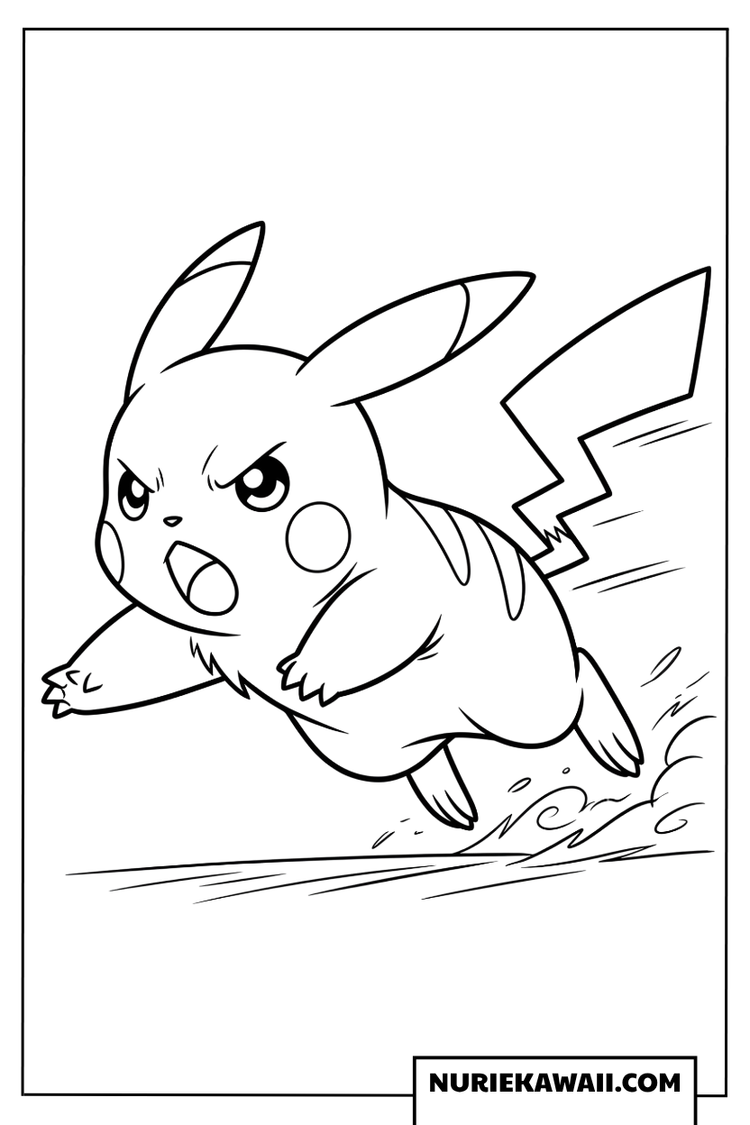 ピカチュウ 全力ダッシュ アクション 塗り絵