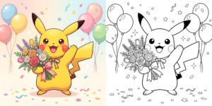 ピカチュウ 塗り絵 お祝い ft