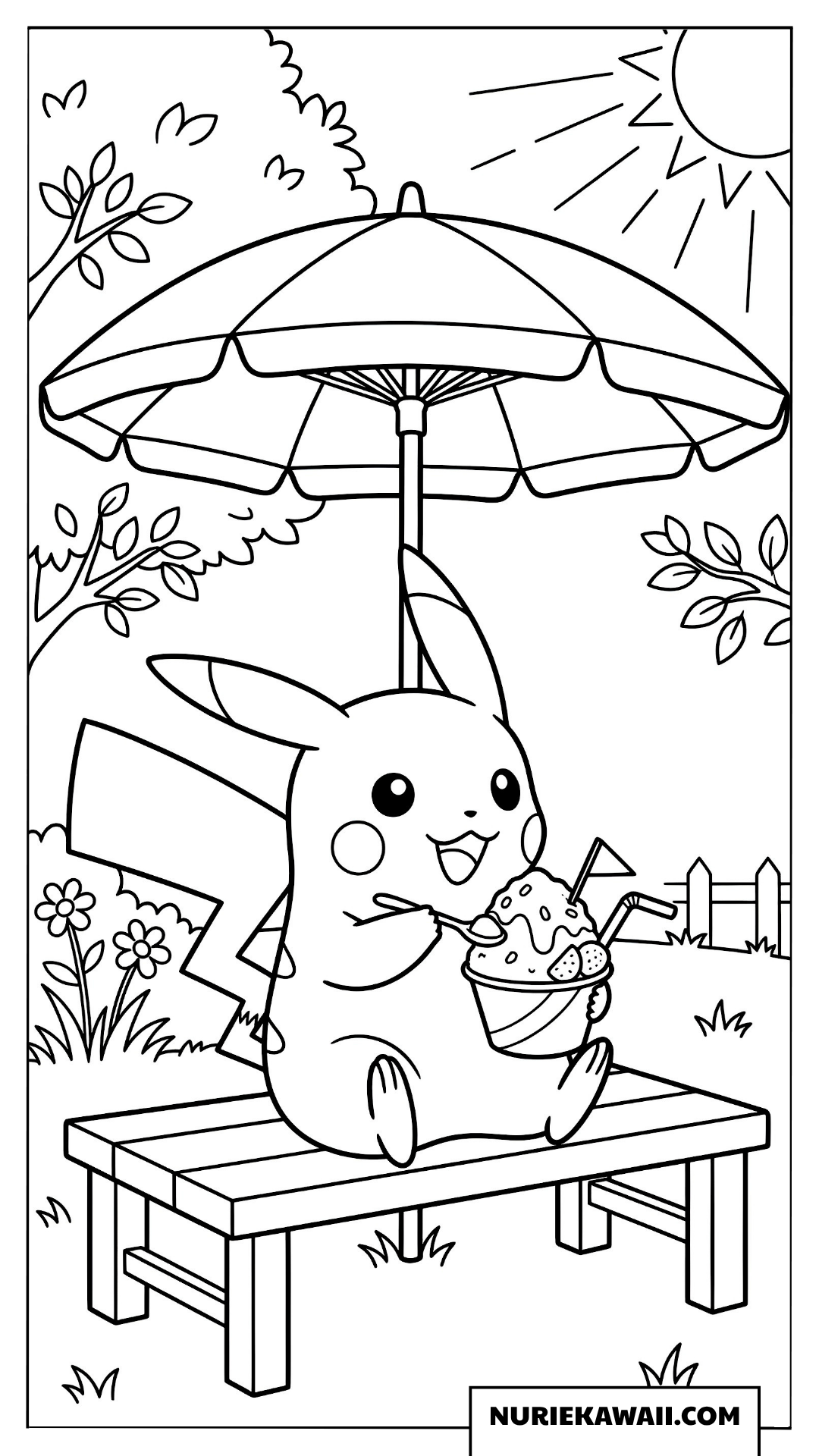 ピカチュウ 夏のかき氷時間 塗り絵