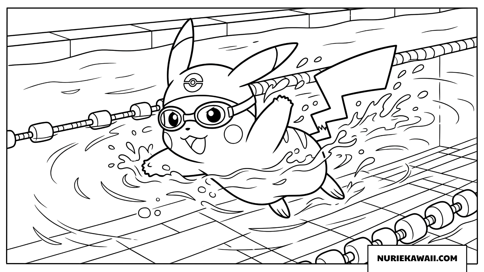ピカチュウ 水泳 フリースタイル 塗り絵