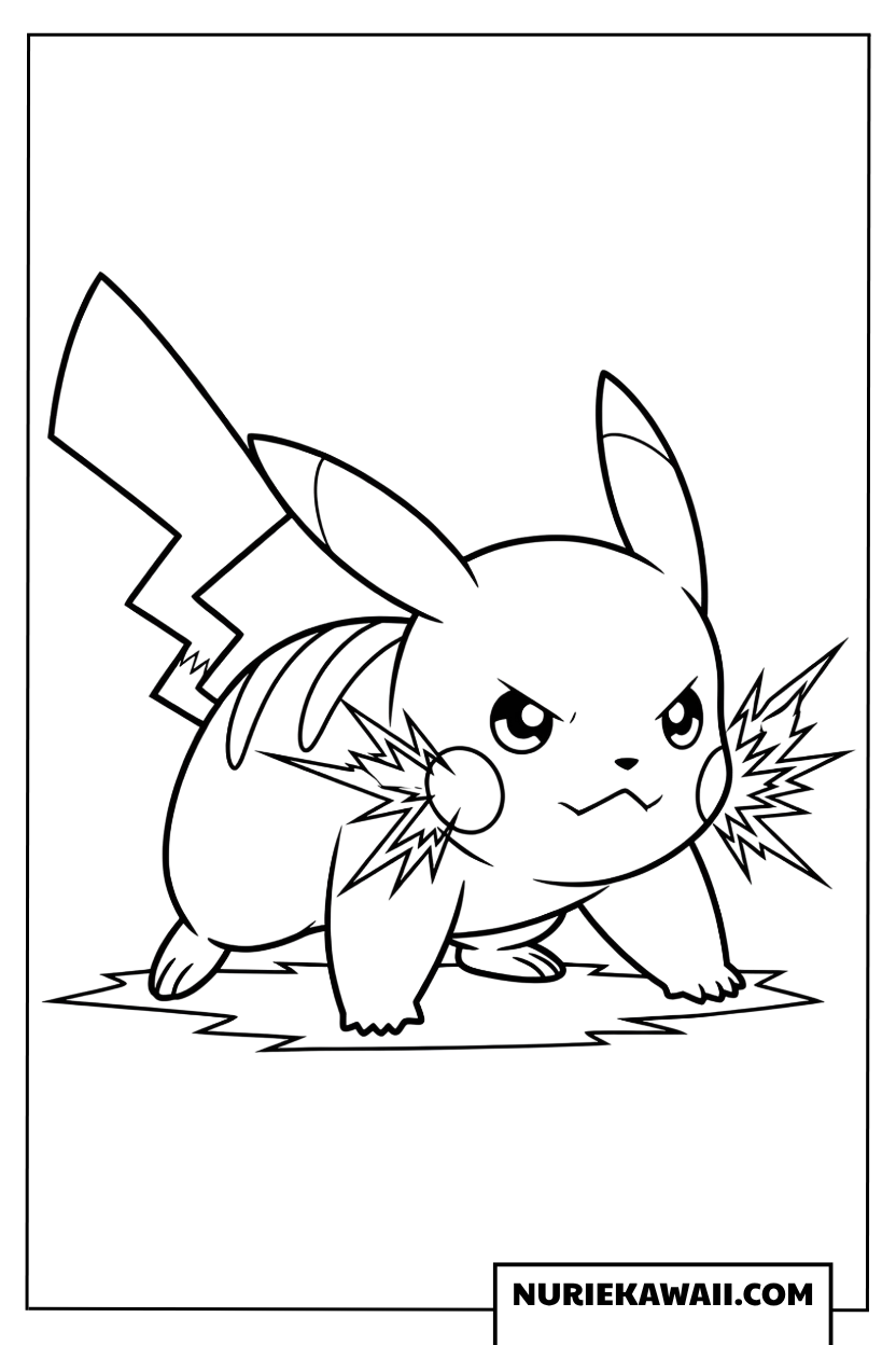 ピカチュウ 電気攻撃 パワー全開 塗り絵