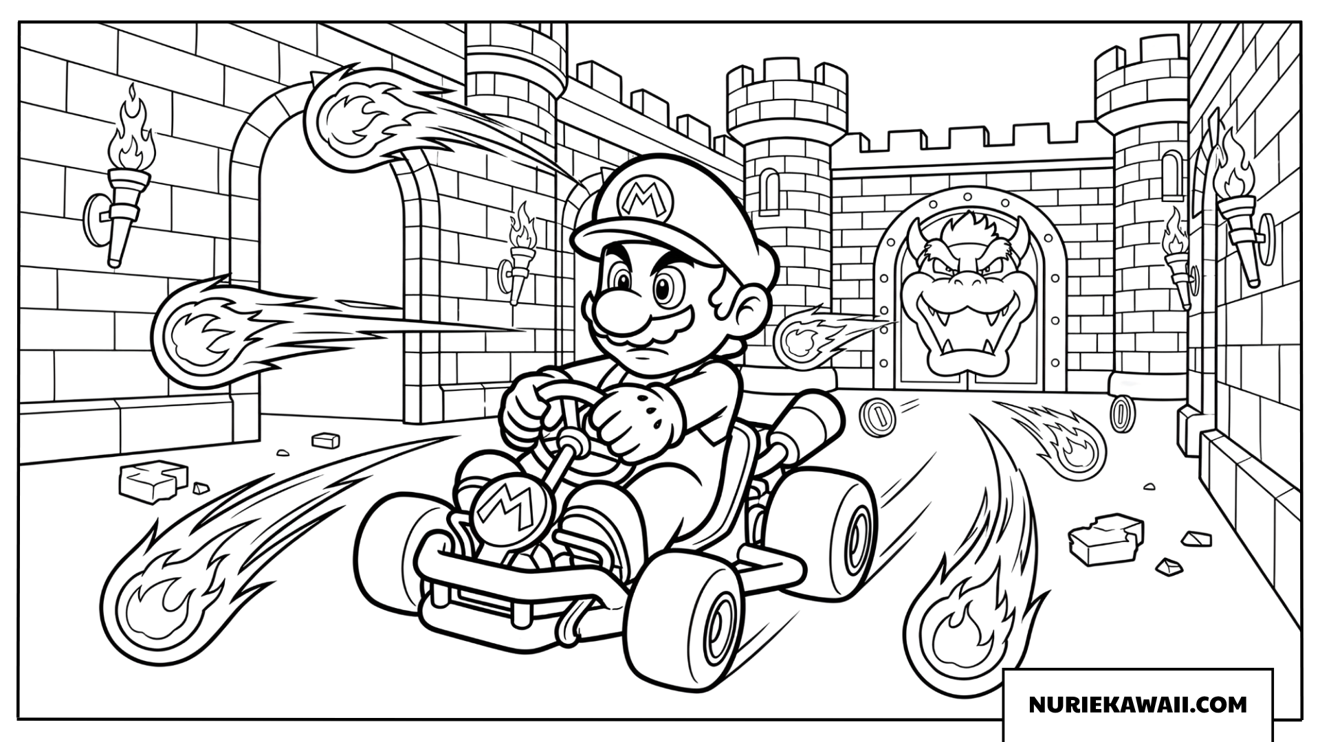 マリオ カート 城のレース 塗り絵