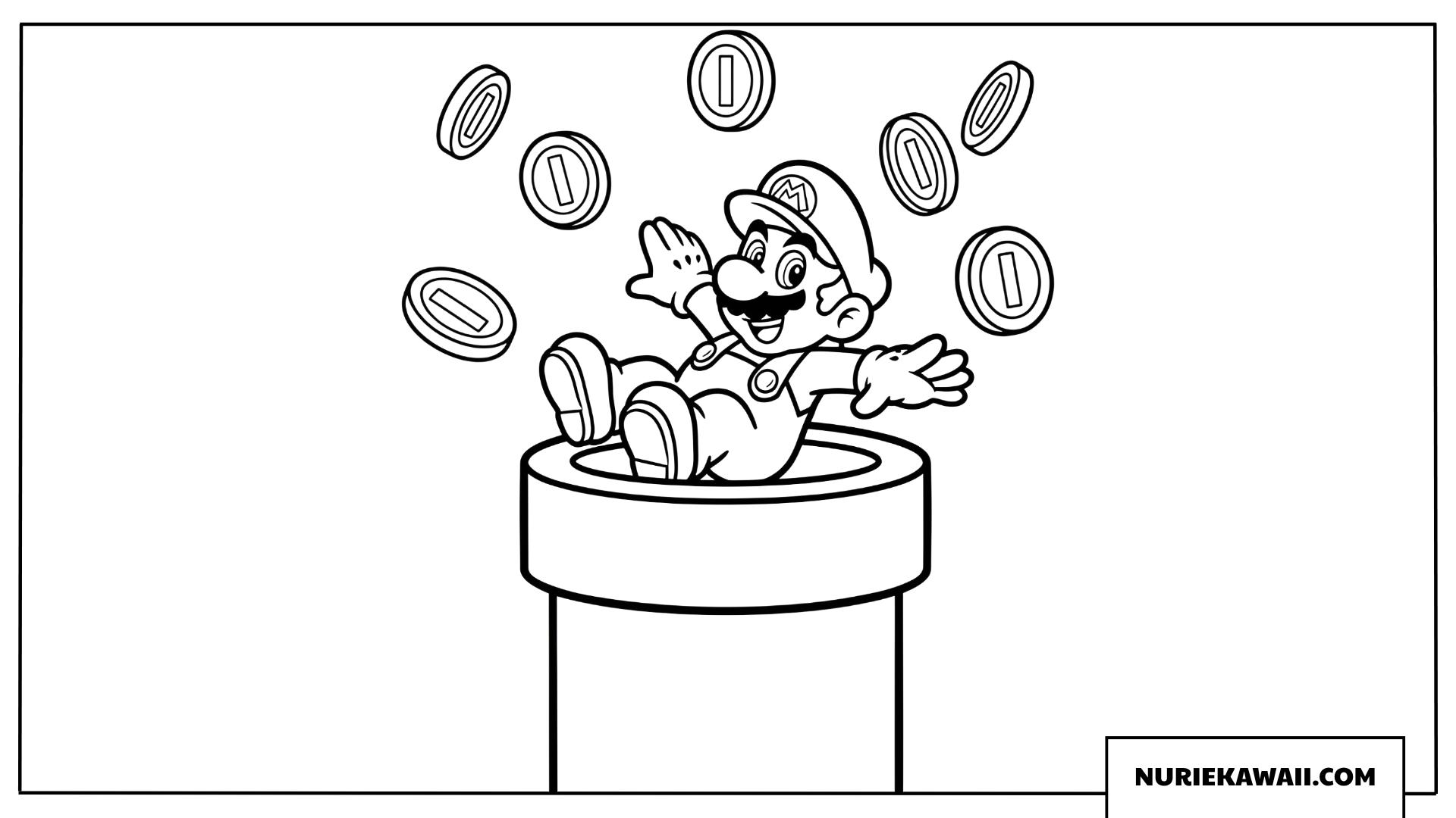 マリオ コイン集め 土管ジャンプ 塗り絵