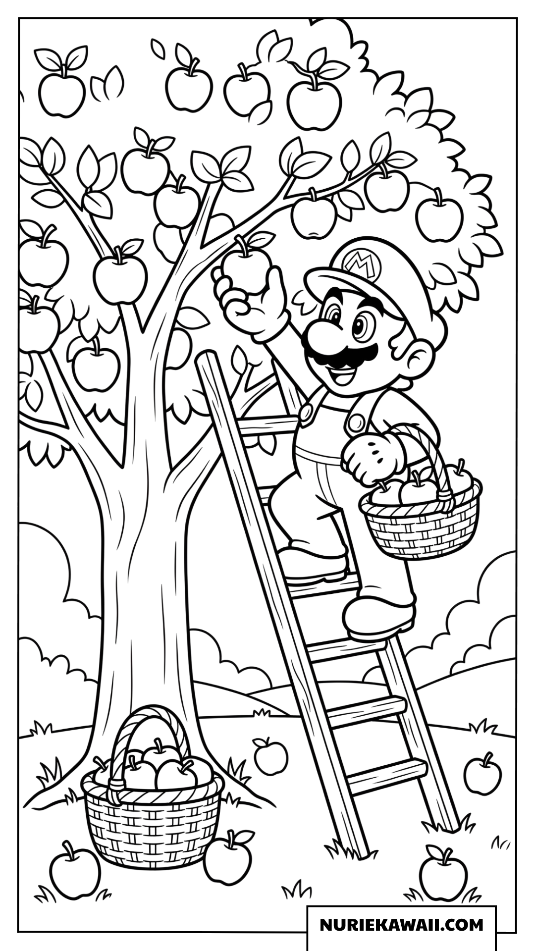 マリオのりんご収穫塗り絵