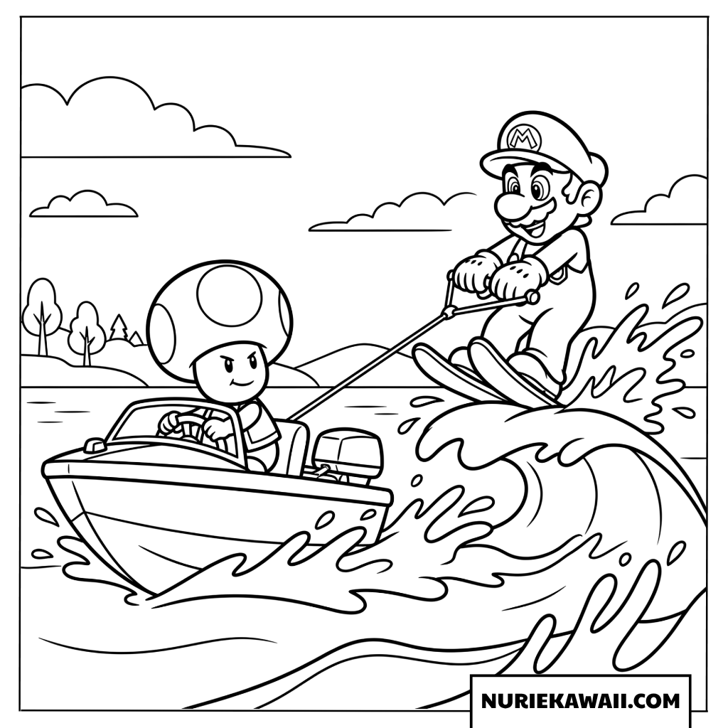 マリオのウォータースキー塗り絵