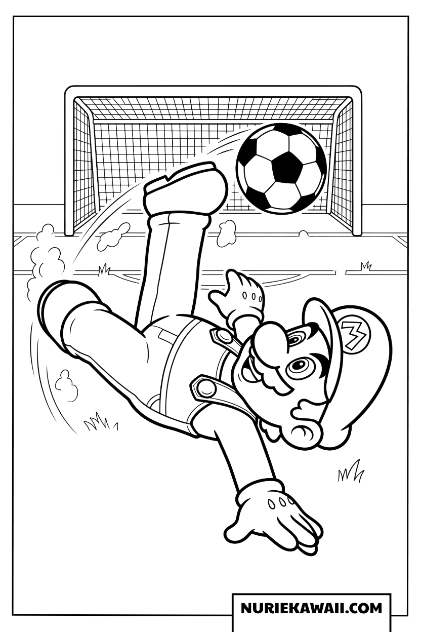 マリオのオーバーヘッドシュート塗り絵