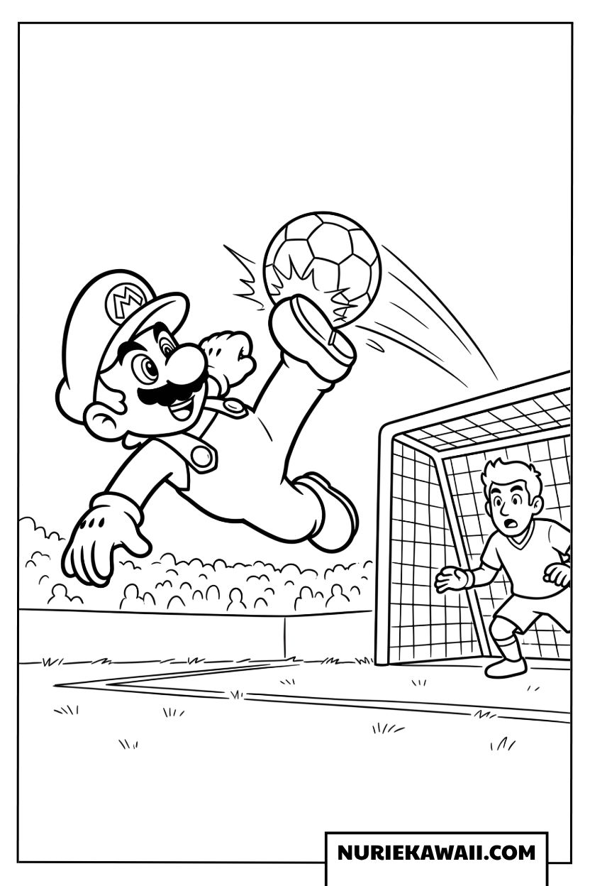マリオのジャンピングシュート塗り絵