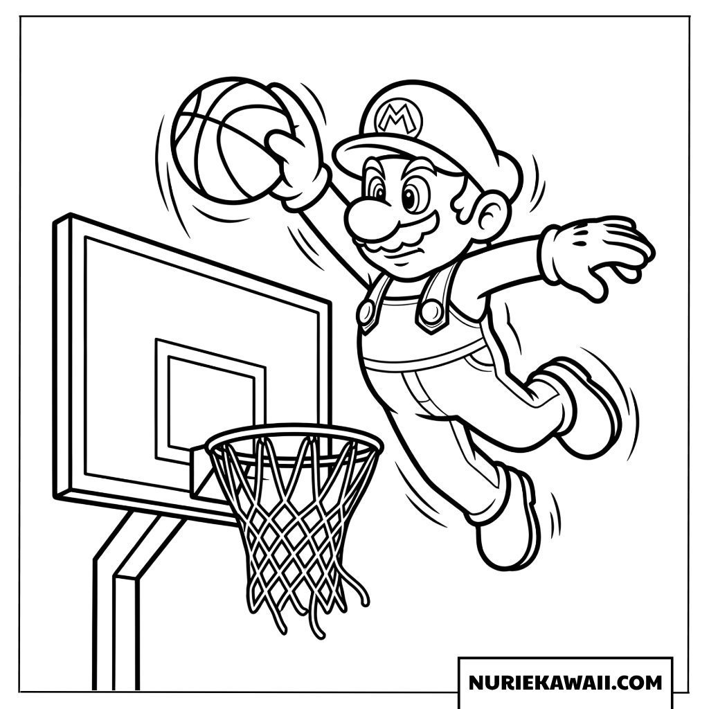 マリオのダンクシュート塗り絵