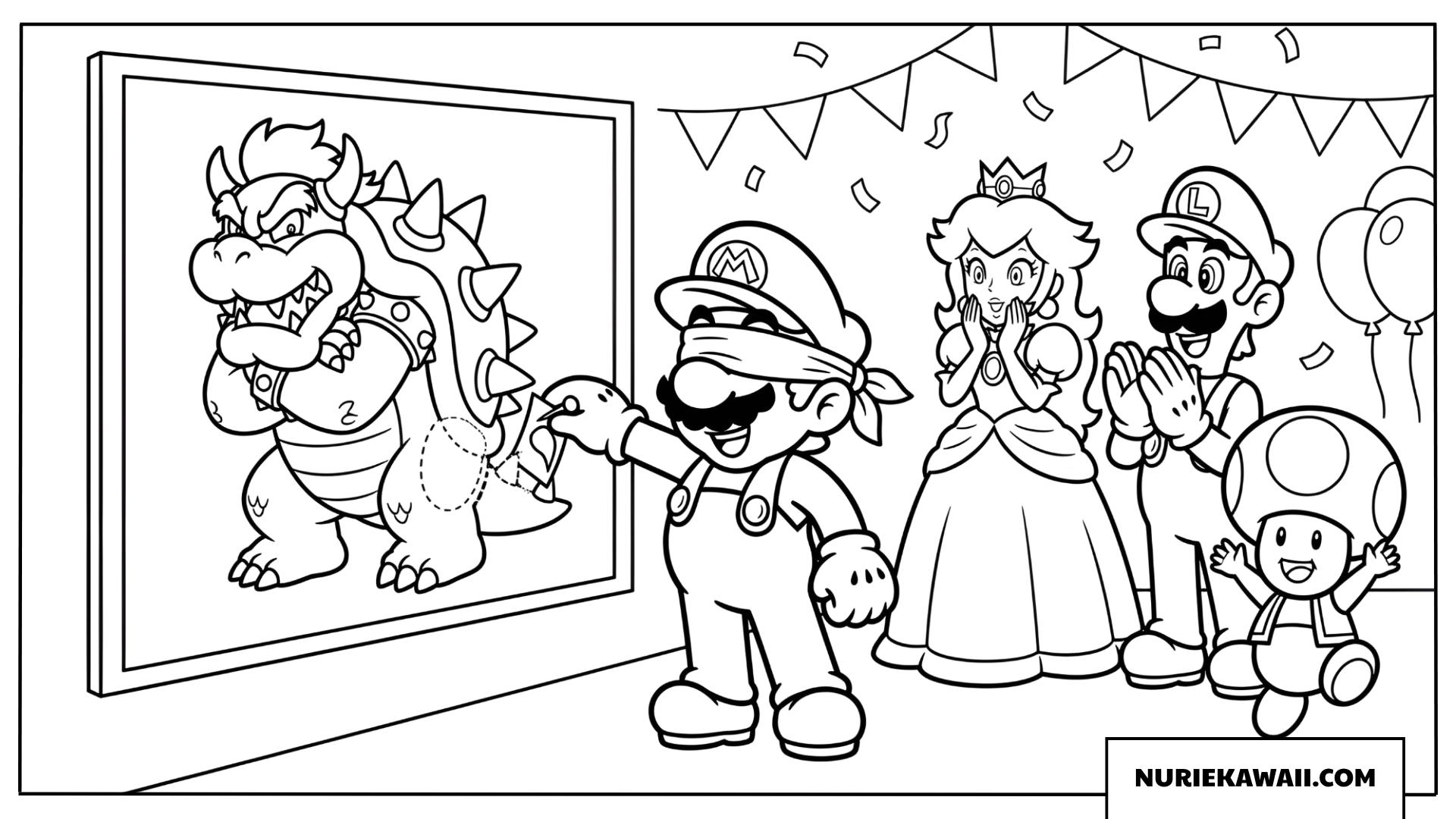 マリオのバースデーゲーム塗り絵