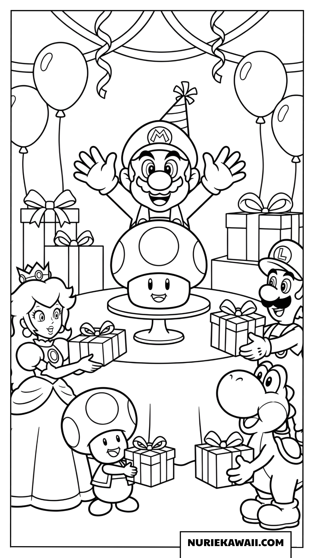 マリオの夏の誕生日パーティー塗り絵