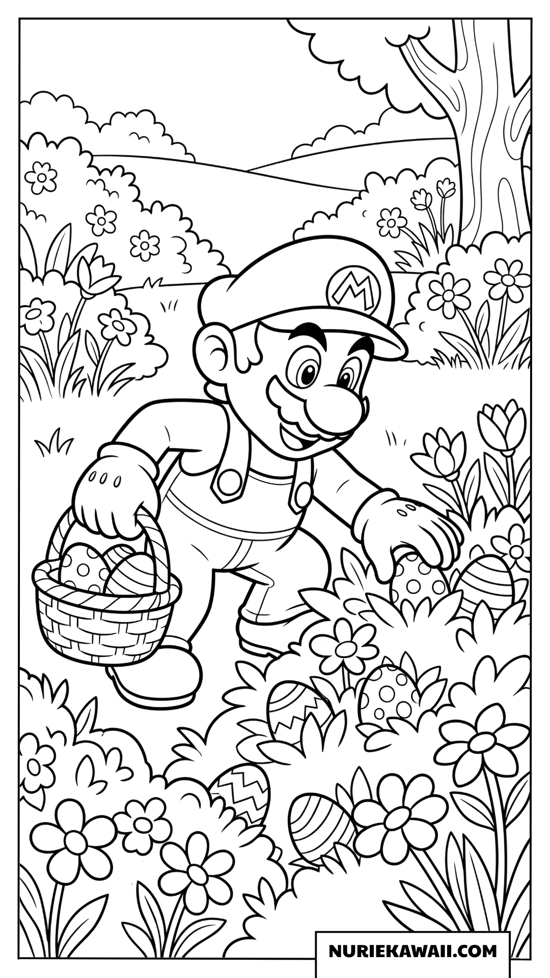 マリオの春のイースター塗り絵