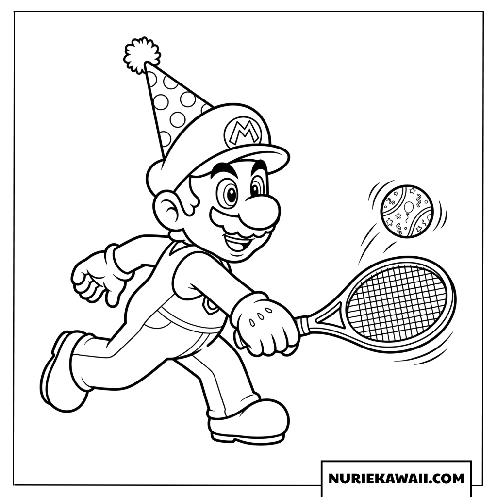 マリオの誕生日テニスチャレンジ塗り絵