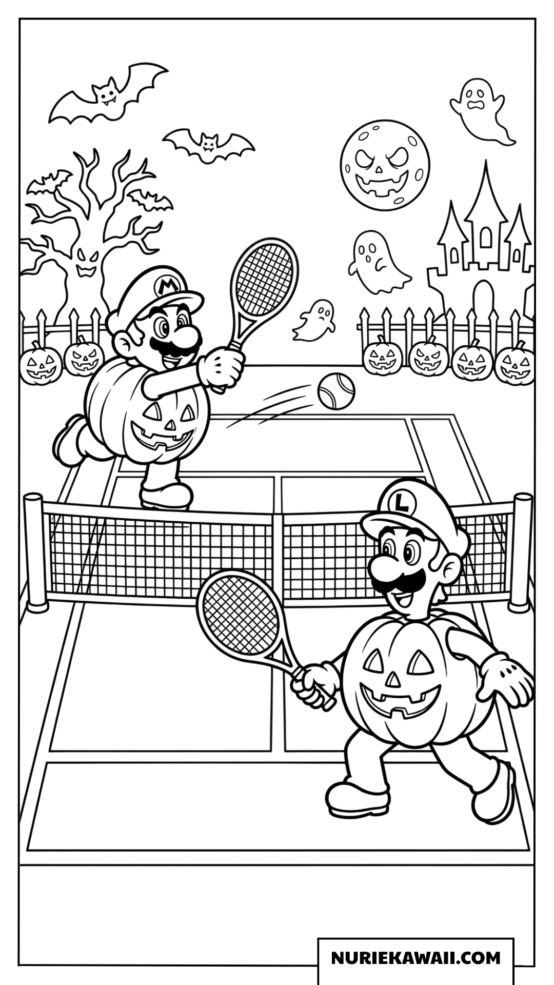 マリオハロウィンテニス塗り絵