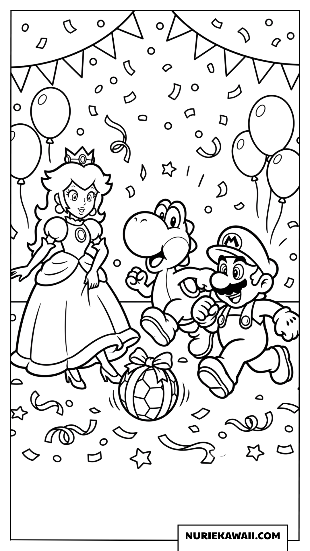 マリオ誕生日サッカーパーティー塗り絵