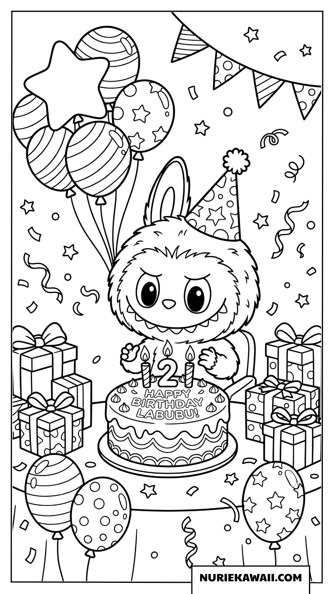 ラブブの2歳誕生日パーティー塗り絵