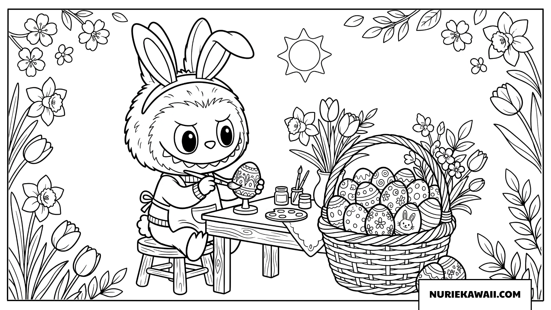 ラブブのイースターエッグ作り塗り絵