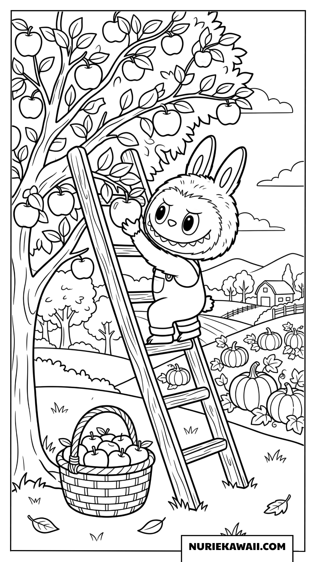 ラブブのリンゴ狩り塗り絵