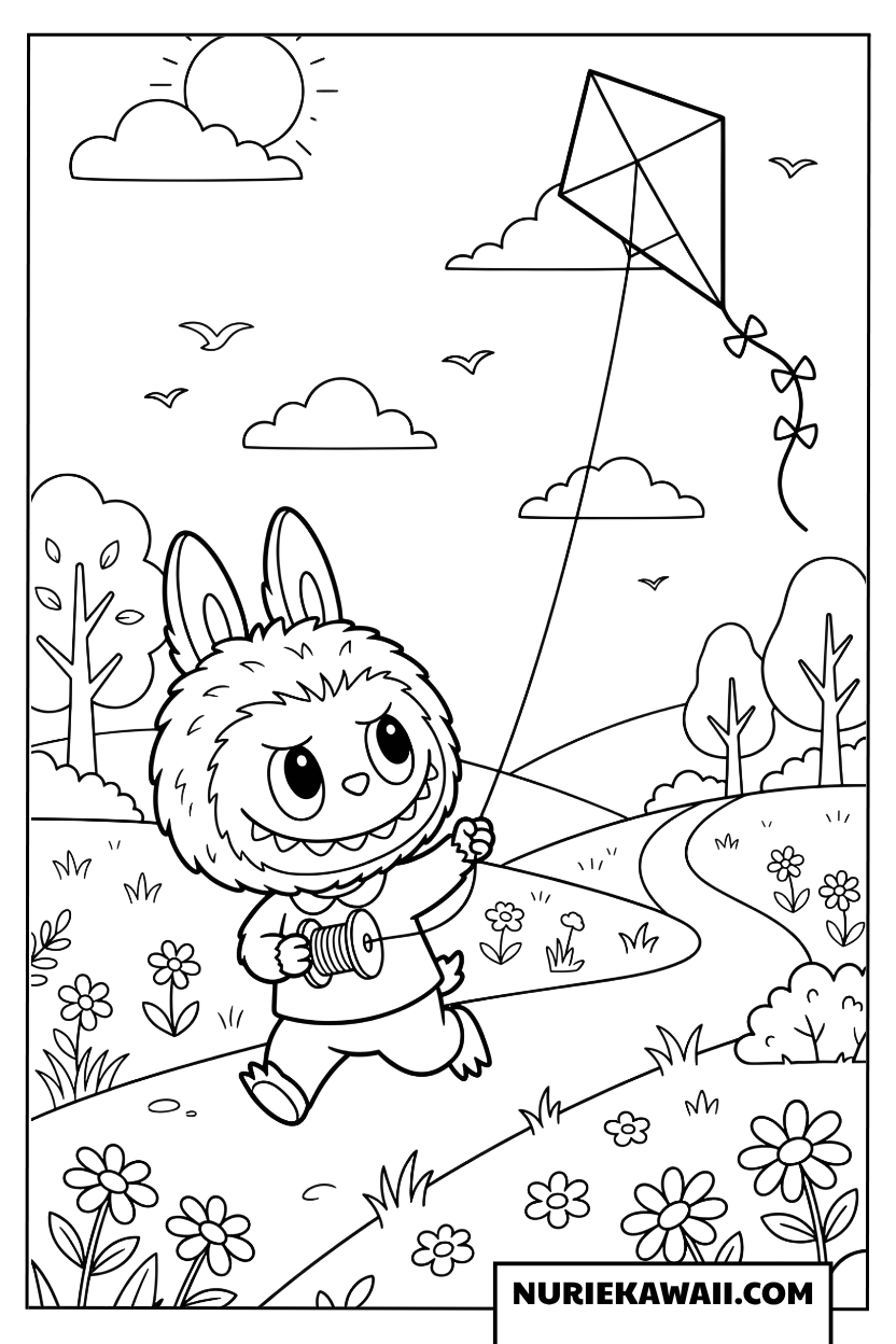 ラブブの凧揚げの塗り絵