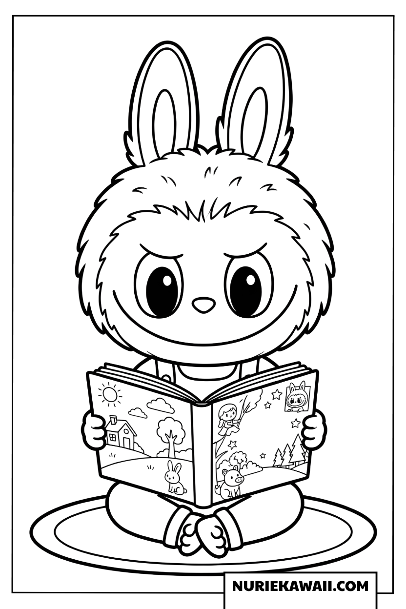 ラブブの読書タイムの塗り絵