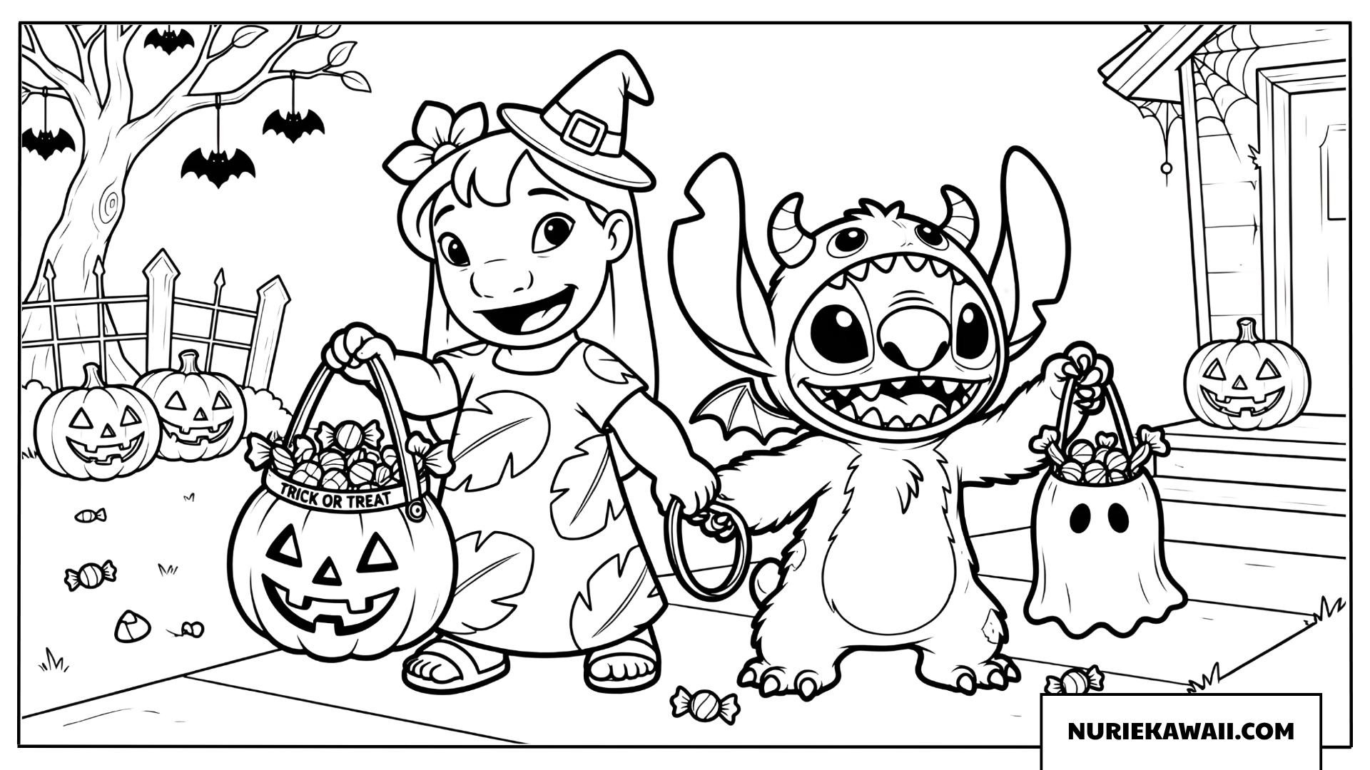 リロとスティッチ ハロウィン仮装 塗り絵