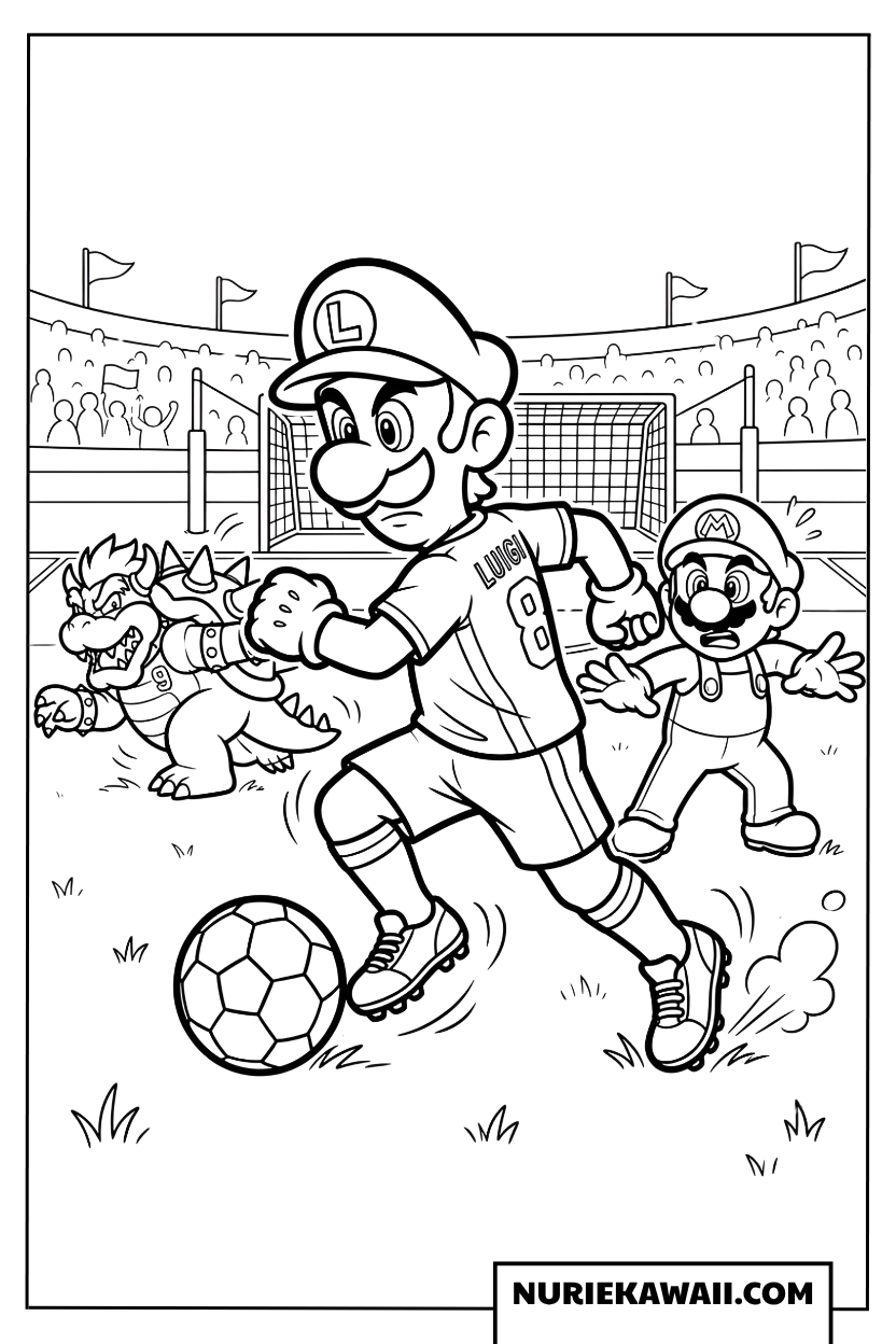 ルイージのサッカードリブル塗り絵