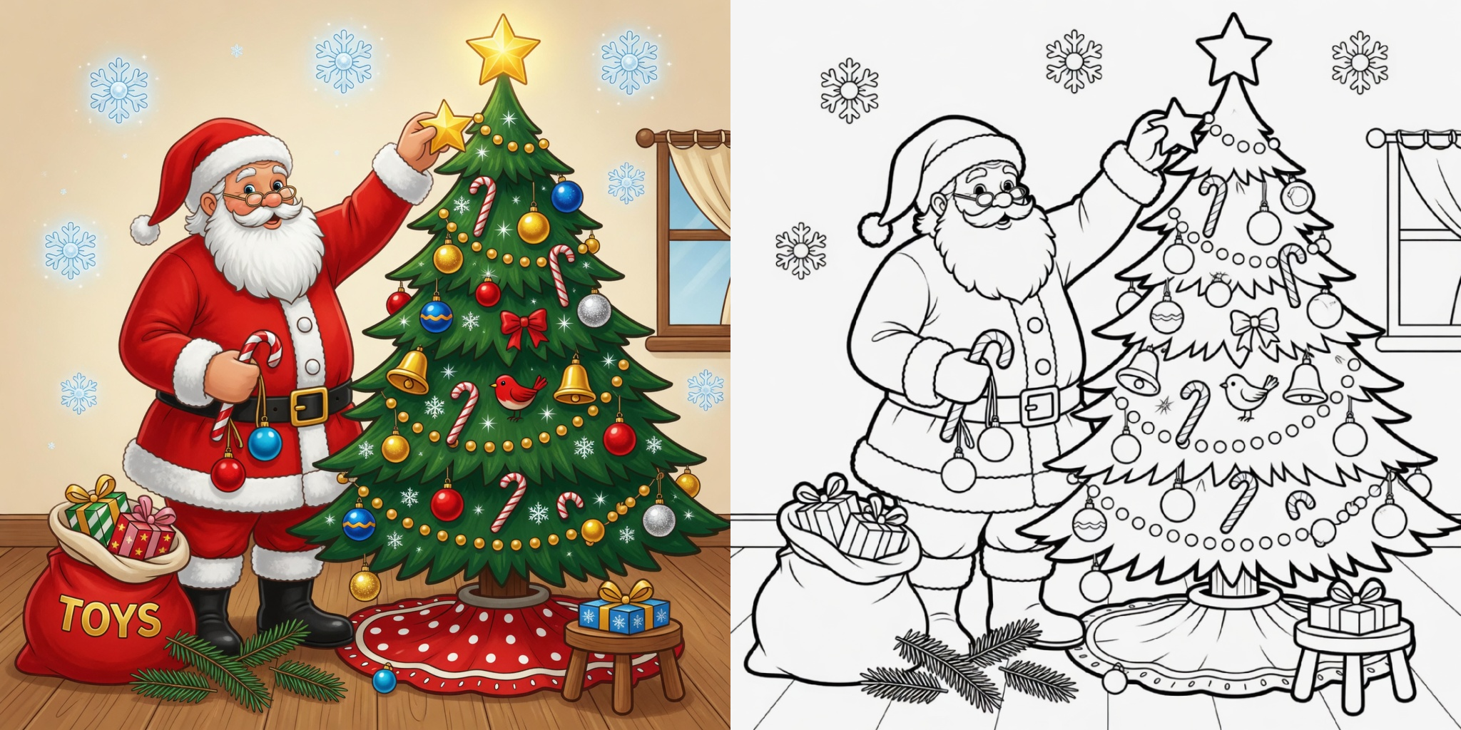 大人向けクリスマス塗り絵