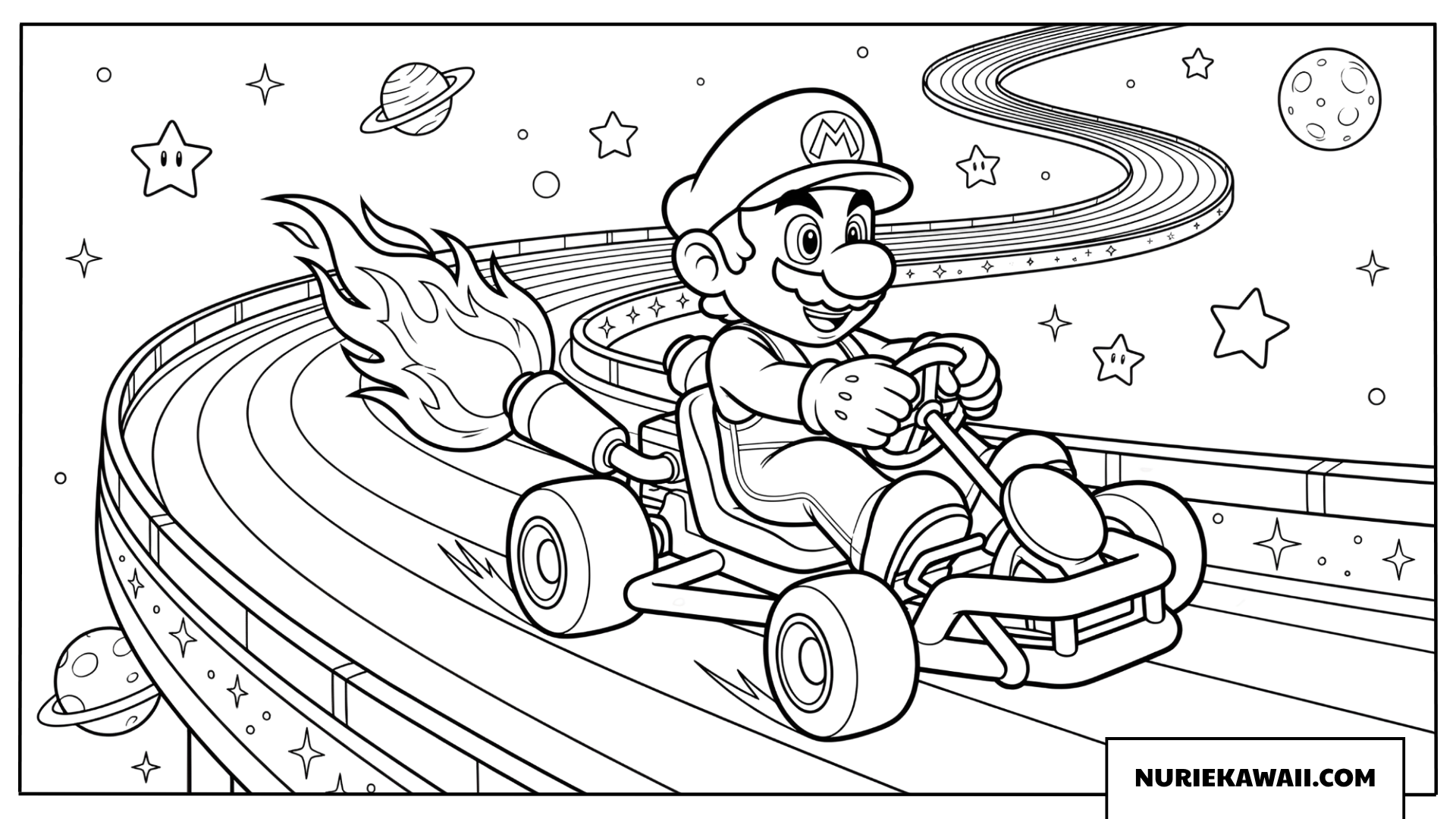 宇宙マリオカートスピード塗り絵