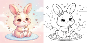 ft - うさぎ 塗り絵 かわいいデザイン ft