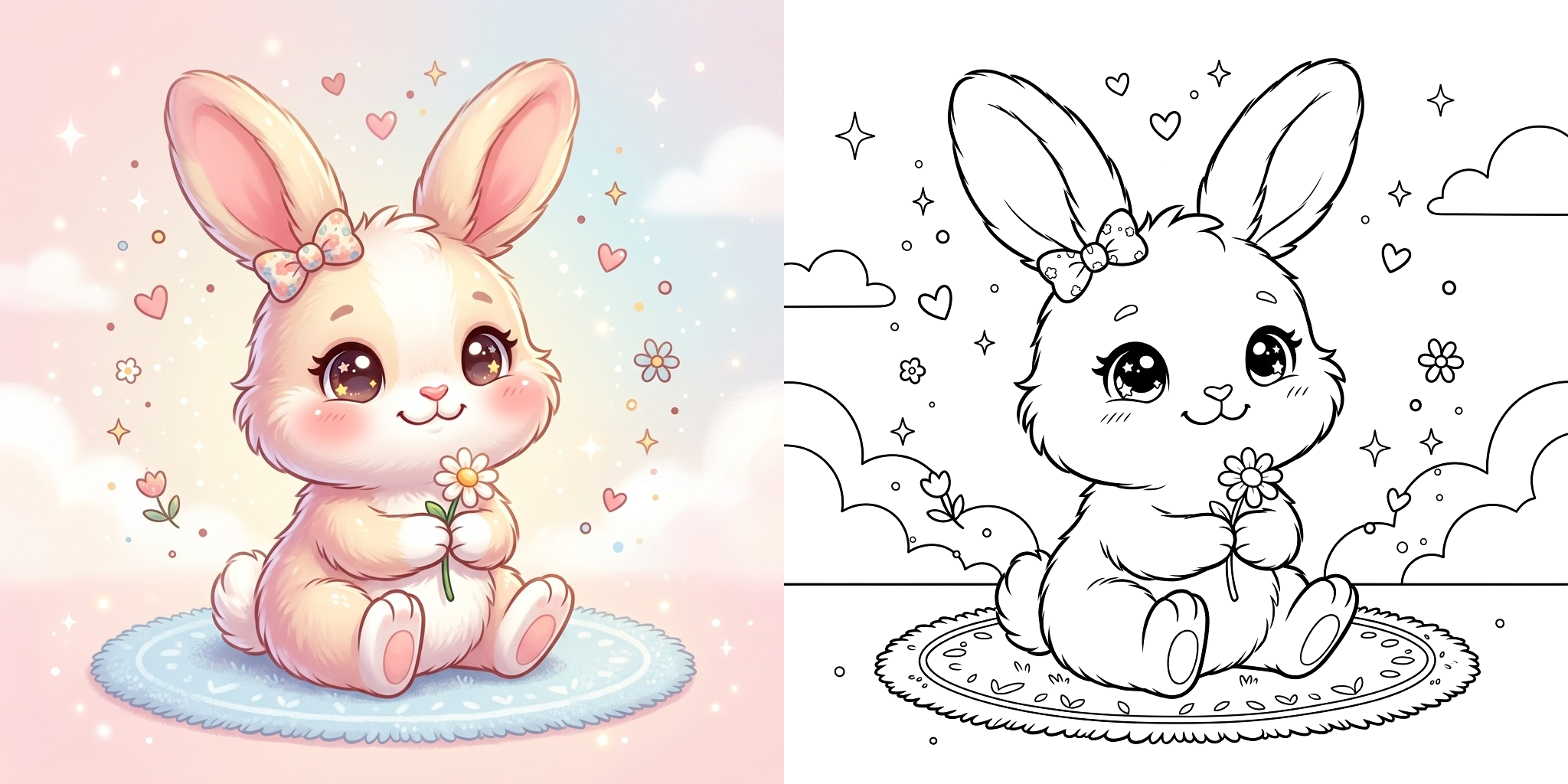 ft - うさぎ 塗り絵 かわいいデザイン ft