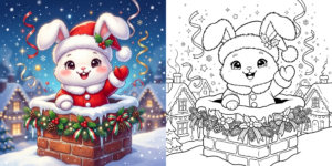 ft - うさぎ 塗り絵 クリスマス ft