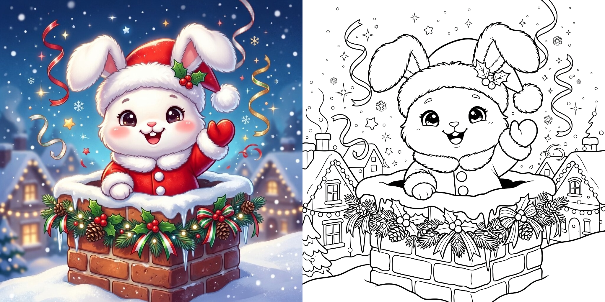 ft - うさぎ 塗り絵 クリスマス ft