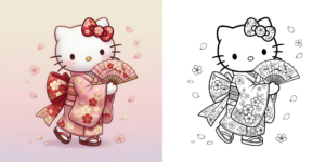 ft - キティちゃん 塗り絵 ファッション ft