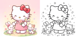 ft - キティちゃん 塗り絵 動物 ft