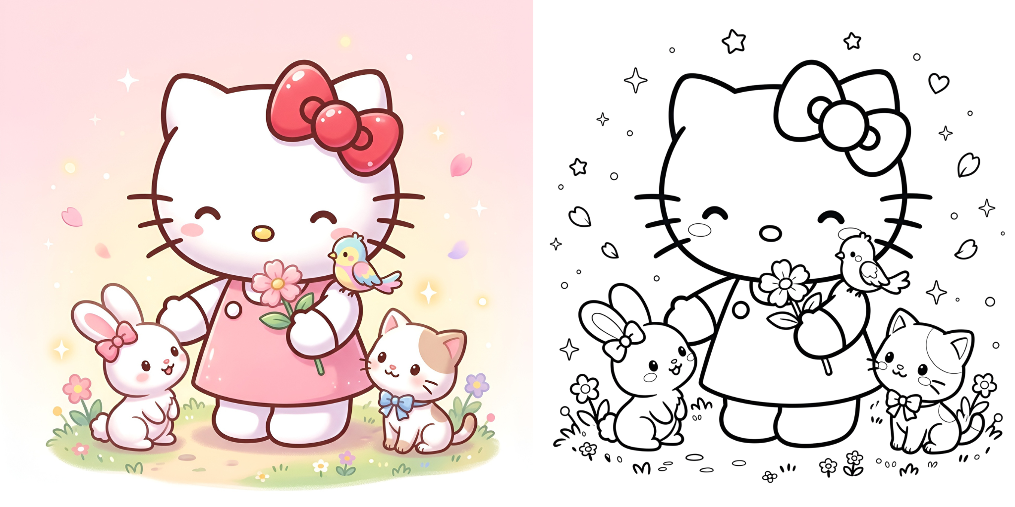 ft - キティちゃん 塗り絵 動物 ft