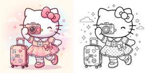 ft - キティちゃん 塗り絵 旅行 ft