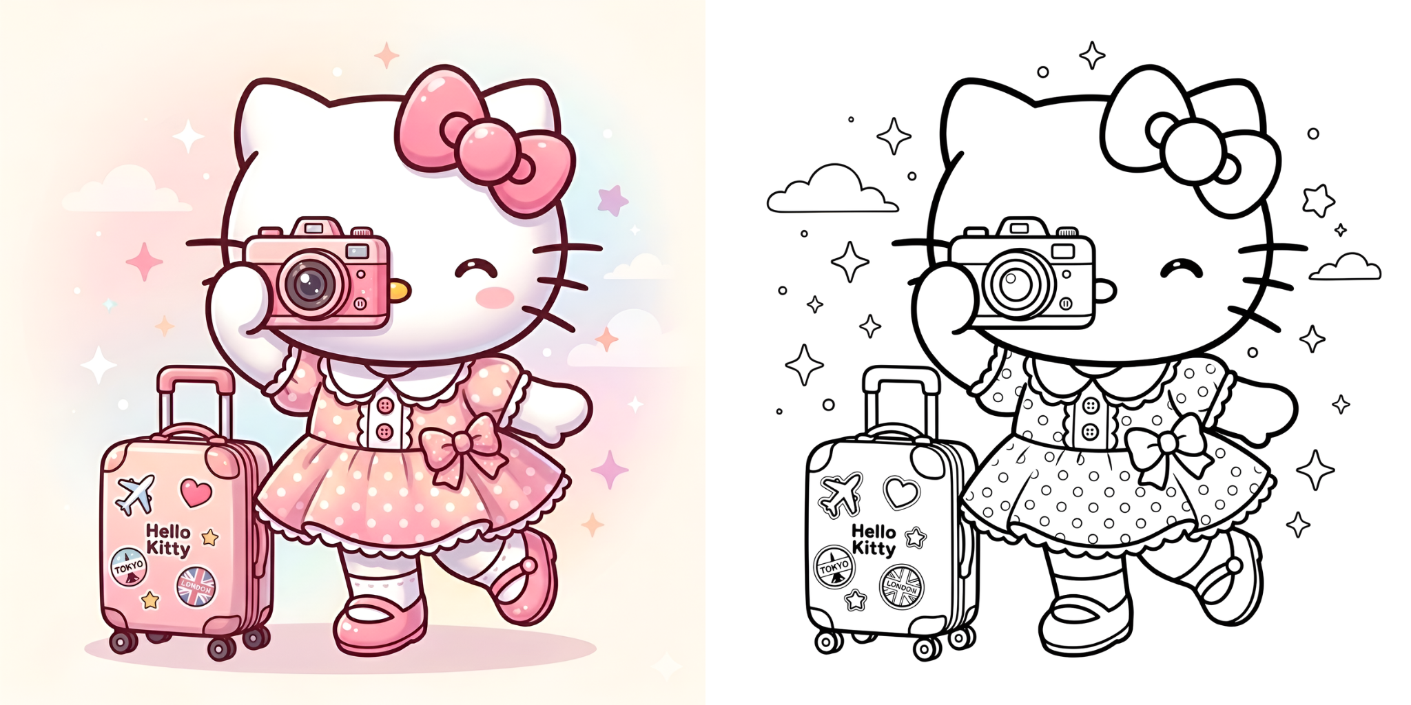 ft - キティちゃん 塗り絵 旅行 ft