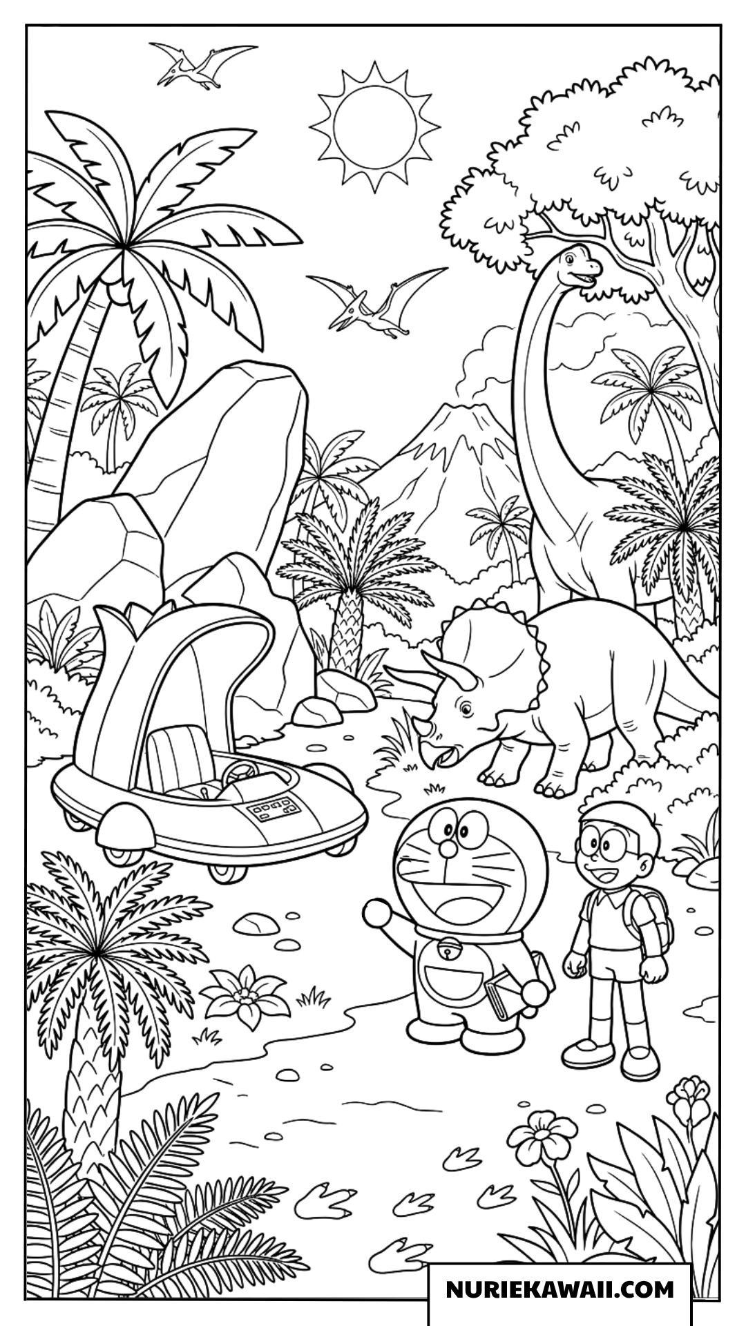 ドラえもんとのび太の恐竜時代タイムトラベル塗り絵