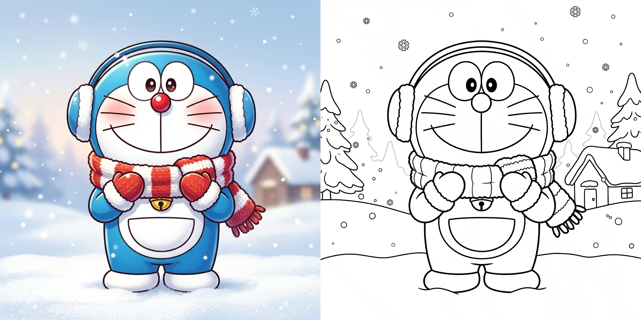 ドラえもんの季節ごとの塗り絵-ft