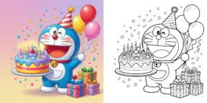 ドラえもんの誕生日塗り絵 ft - ドラえもんの誕生日塗り絵 ft